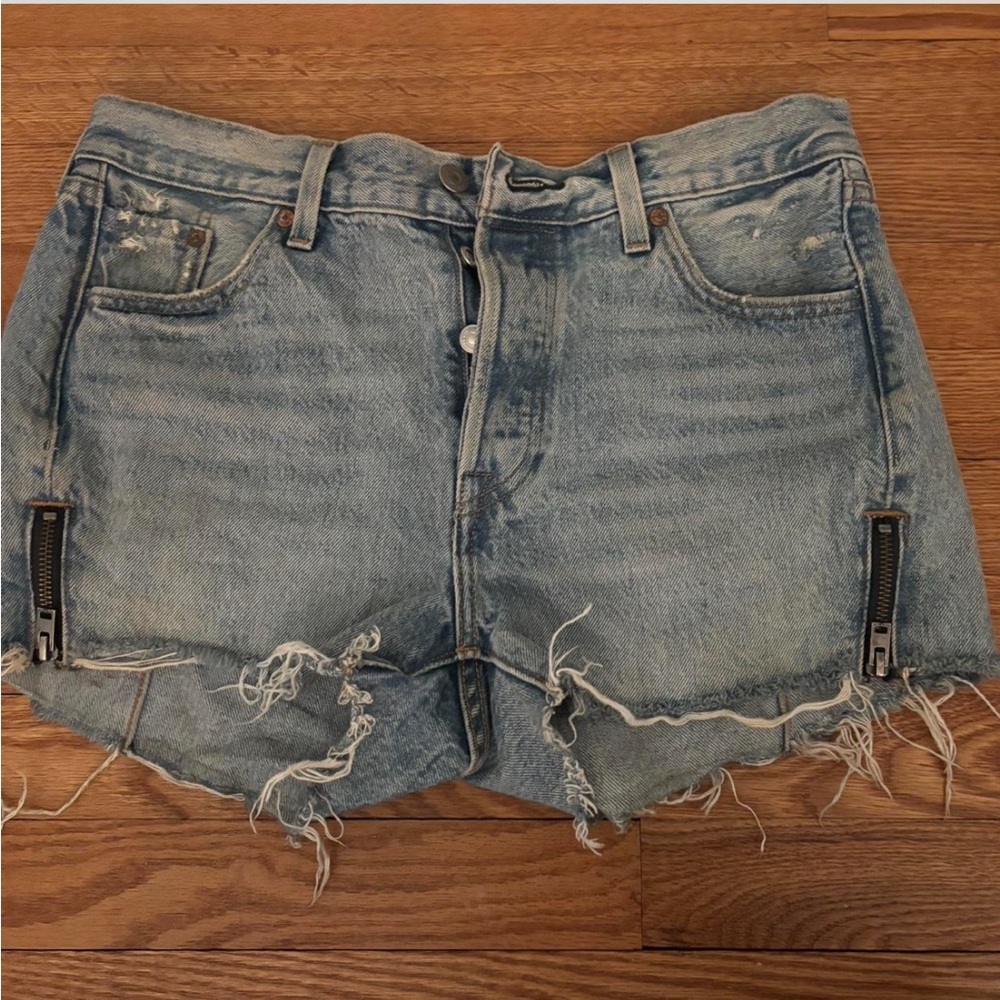 Levi's Light Blue Distressed Jean Shorts